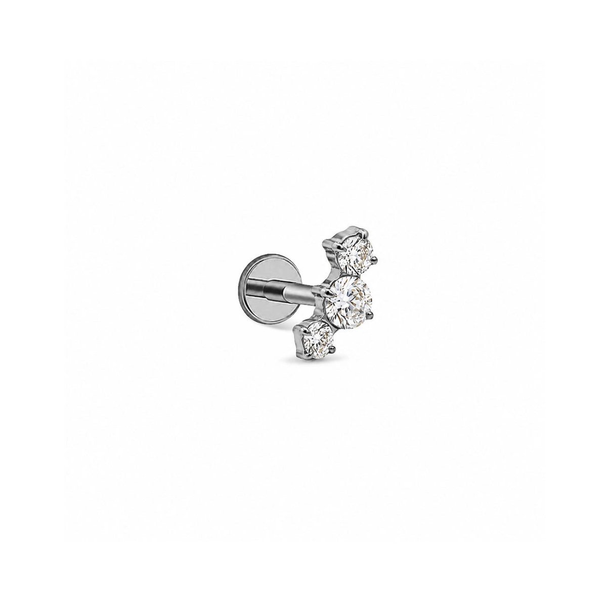 Photo of Tres Pavé Curve Flat Back Earring in Titanium on white background