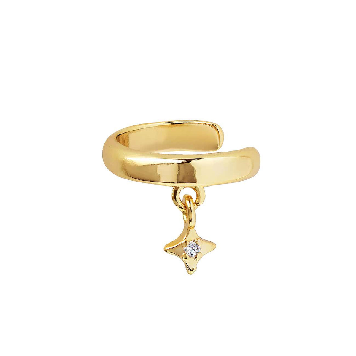 Gold Ear Cuff, Dangling Star Flare Ear Cuff