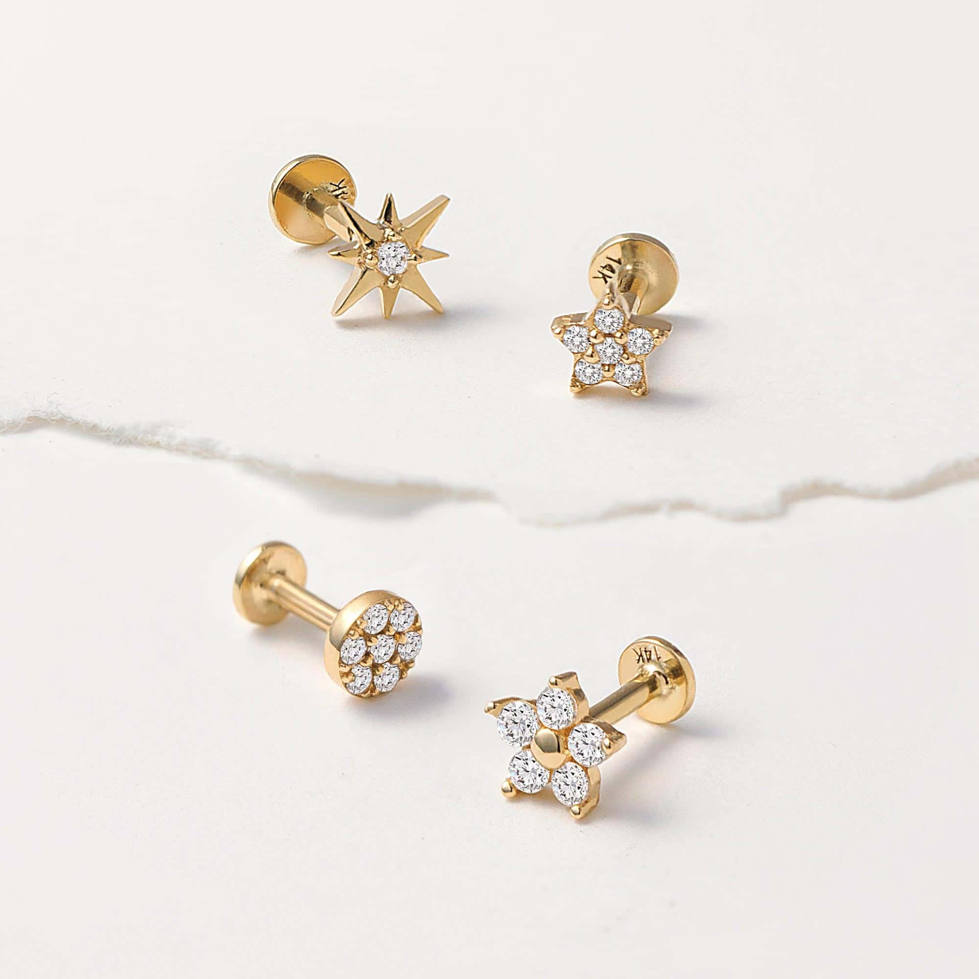 Micro Pavé Star Flat Back Stud