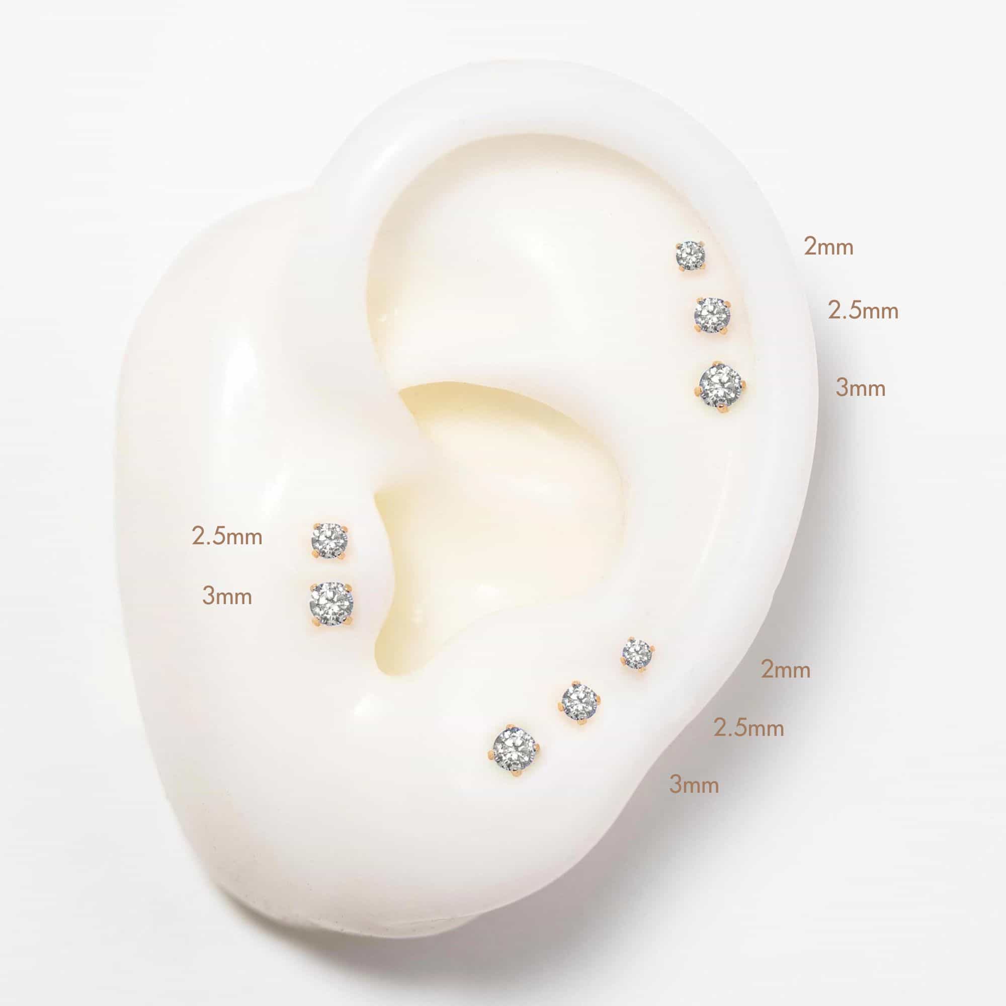 Tiny Pavé Flat Back Single Stud White Zirconia