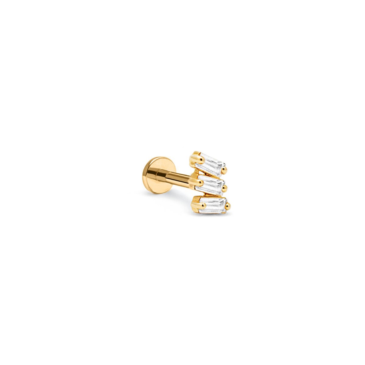 Tri Baguette Flat Back Stud