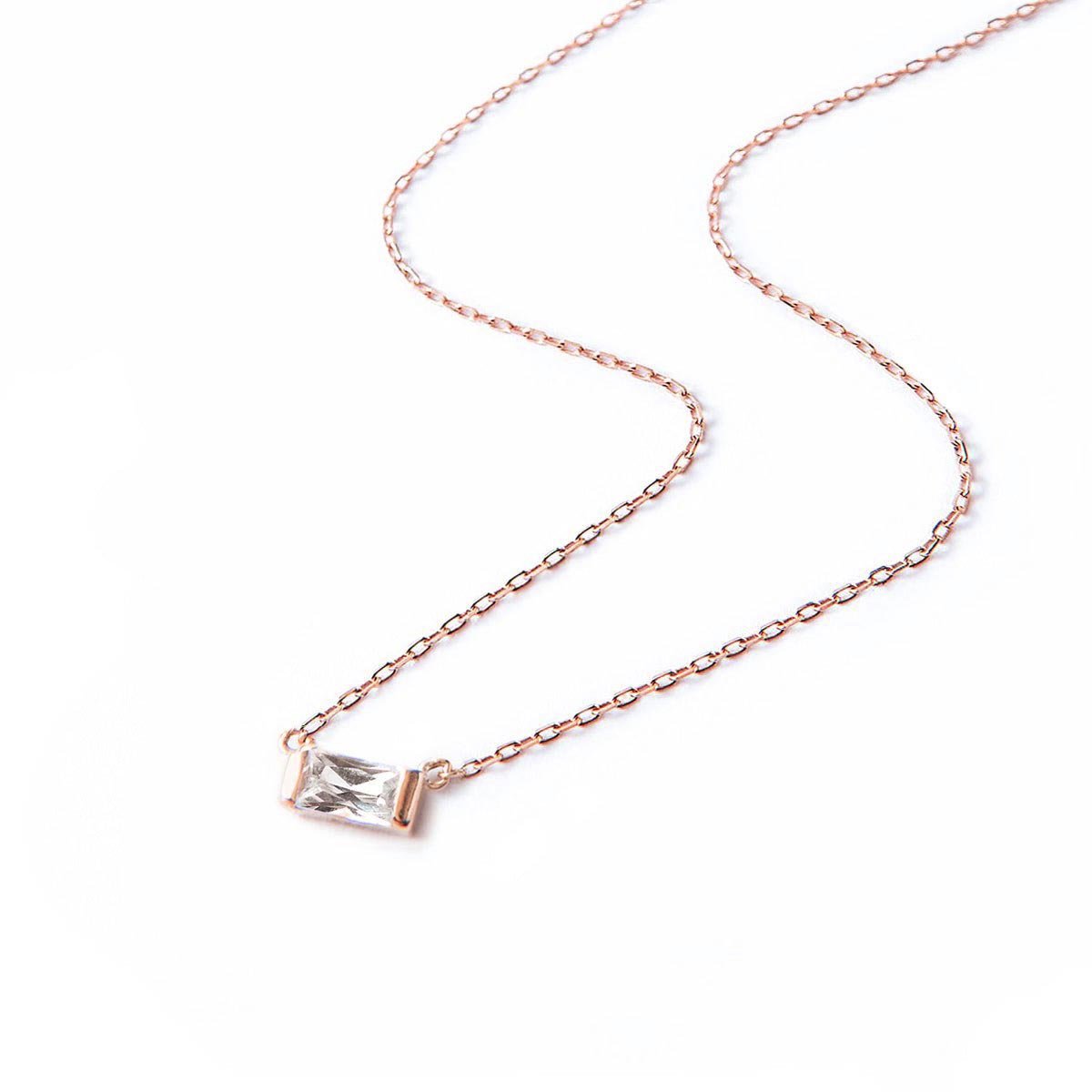 Baguette Necklace White Zirconia