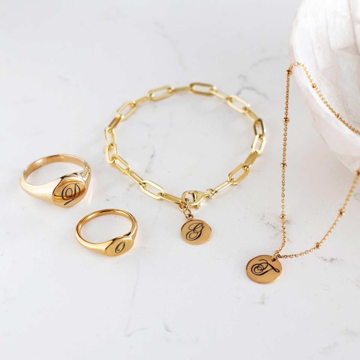 Engraved Charm Marina Chain Bracelet