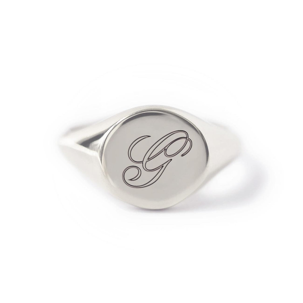 The Monogram Signet Ring in Light Antique Silver, Size 8