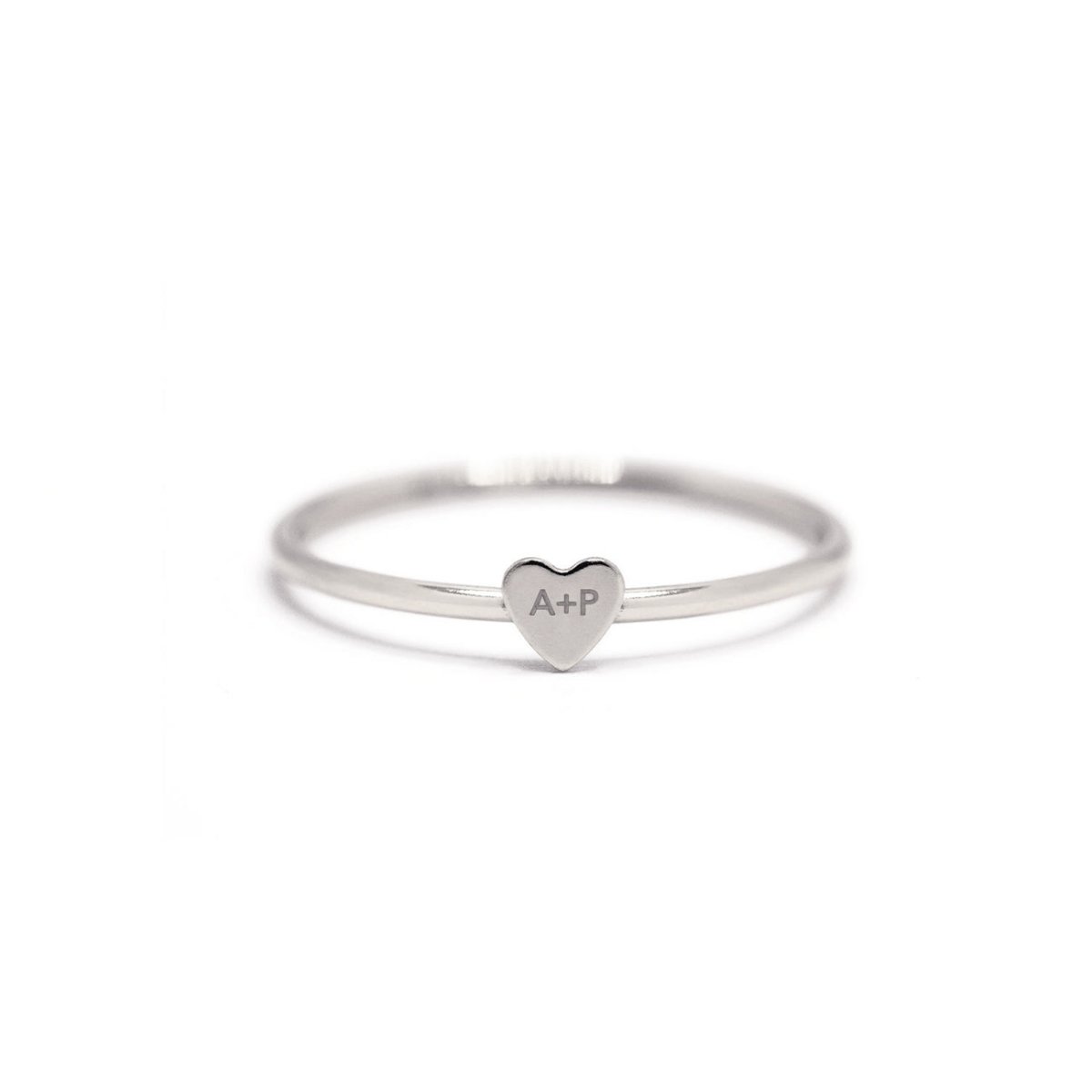 Stacker Rings, Engraved Jewelry, Tiny Heart Couple Initial Ring