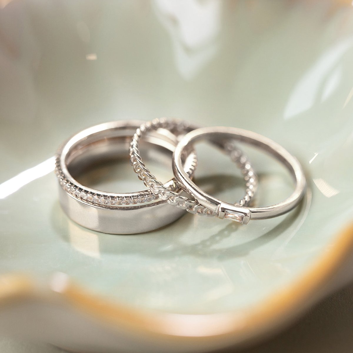 Pavé Eternity and Band Ring Set