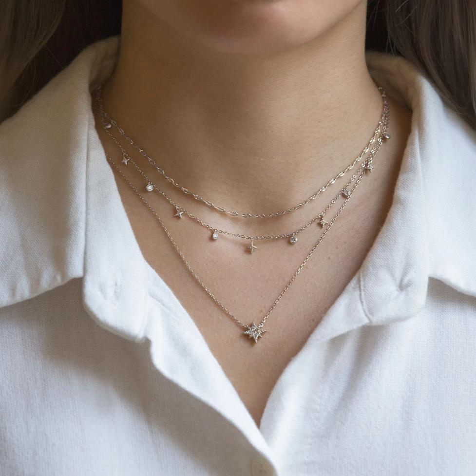 Stella – delicate silver choker necklace with crystal drop