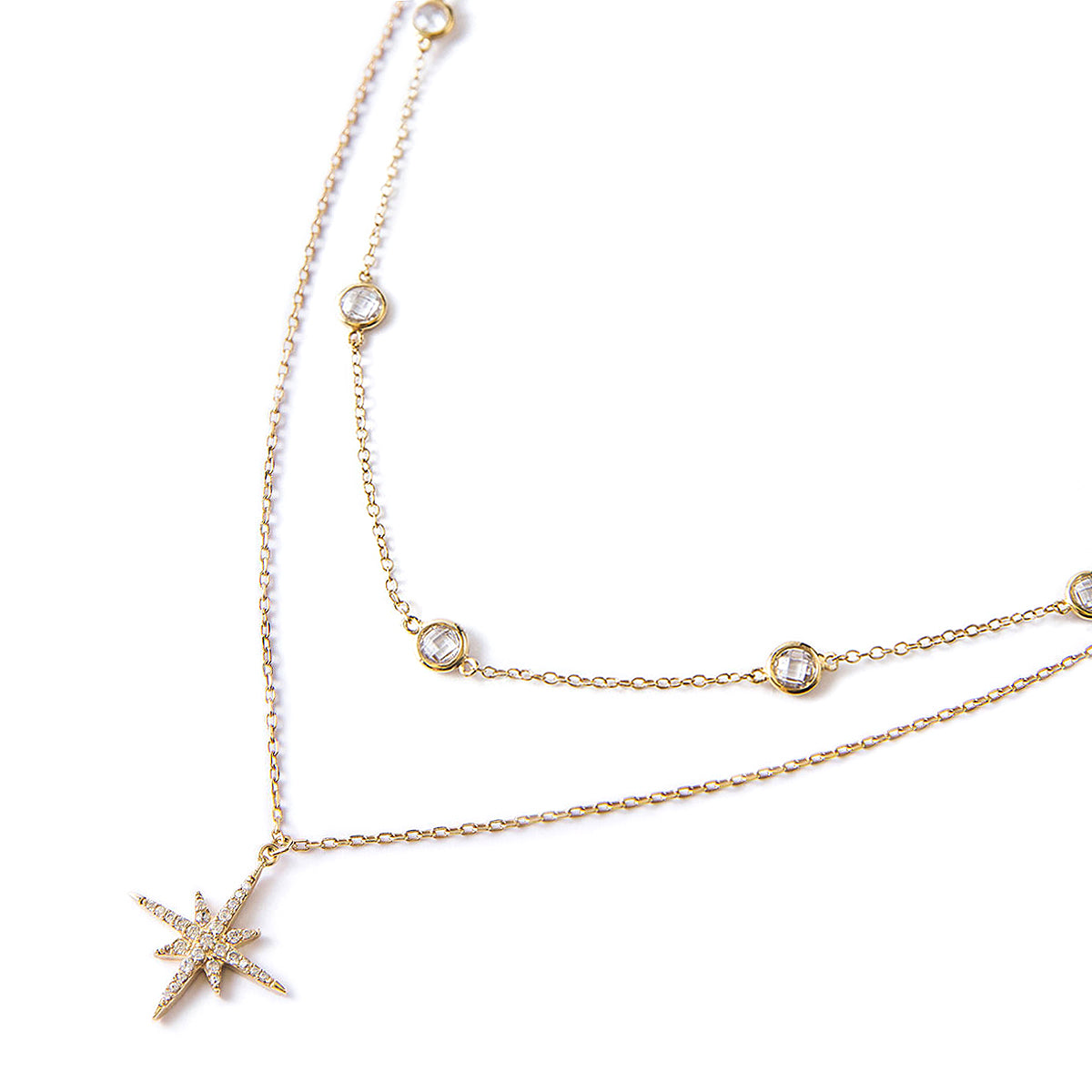 Gold Layered Necklace with Gemstone and Charm Pendant, Dainty Gold Nec –  JewelryByTm