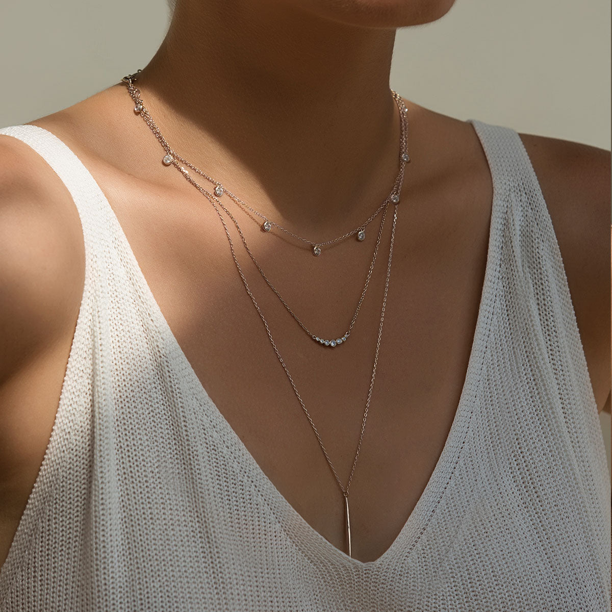 Crystal Curved Bar Necklace