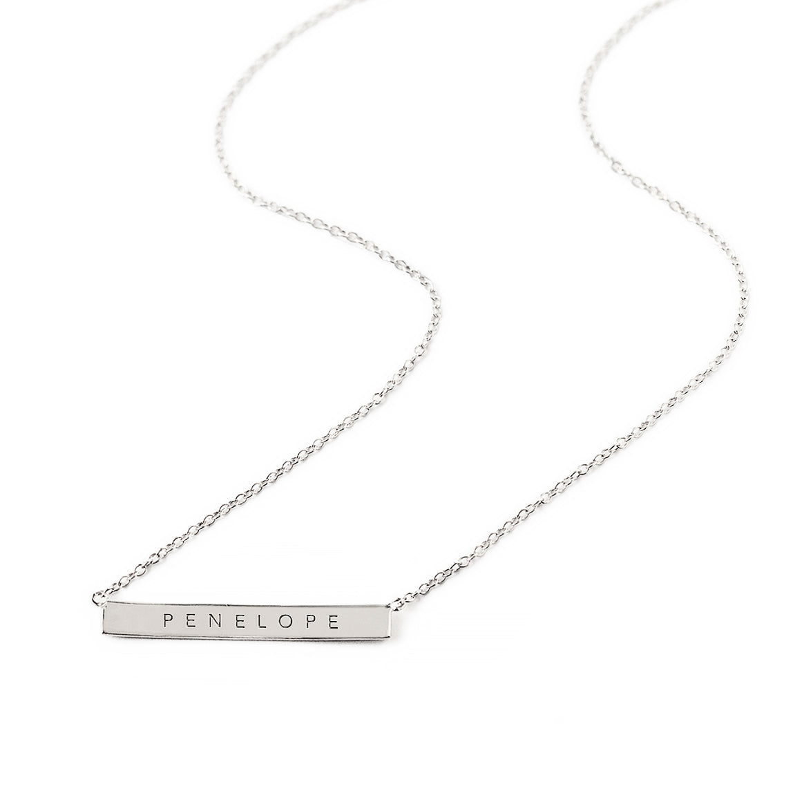 Fine Silver Bar Necklace, Silver Monogram Necklace, Personalized