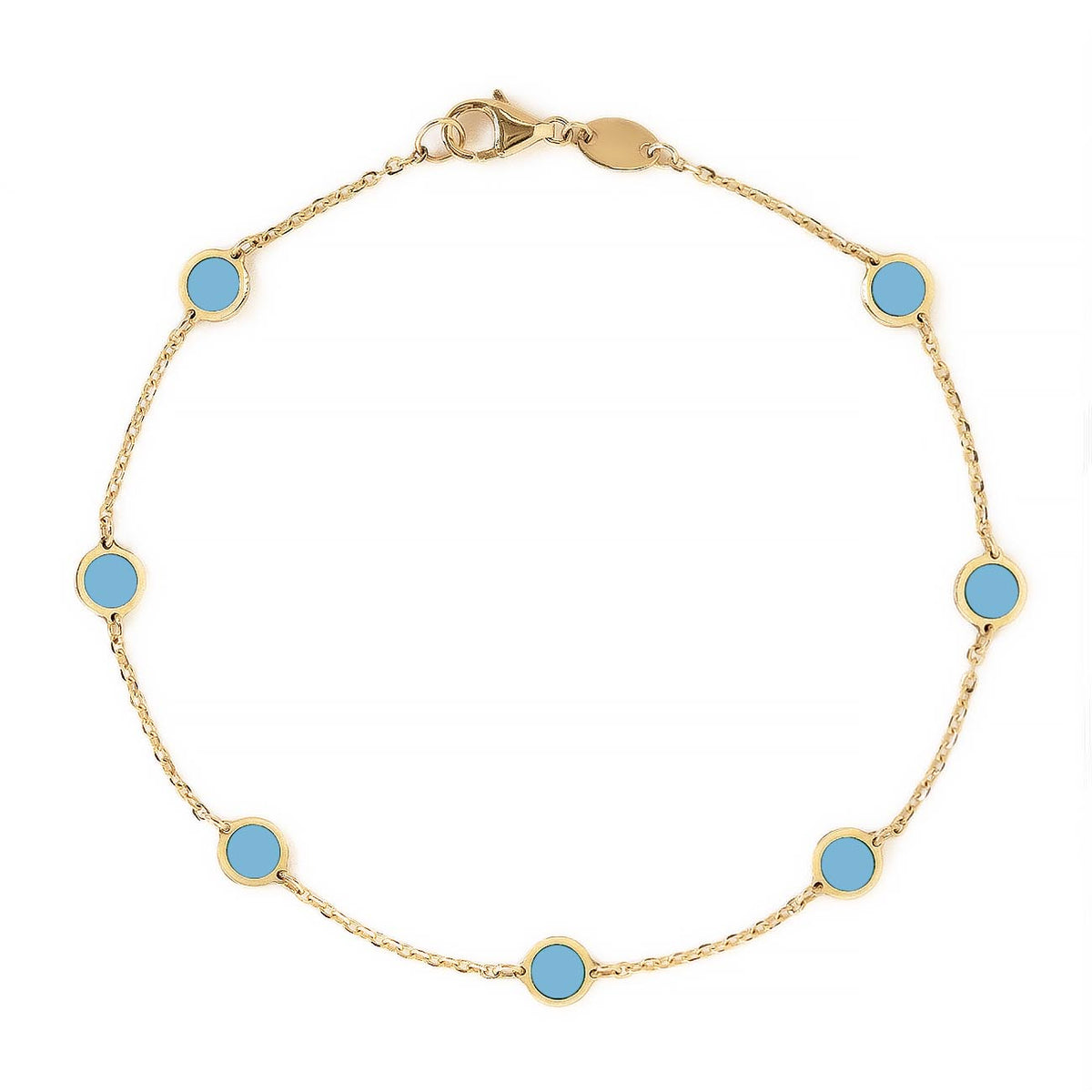 Turquoise Circle Bracelet, Semi-Precious Bracelet, Solid Gold Bracelet –  AMYO Jewelry