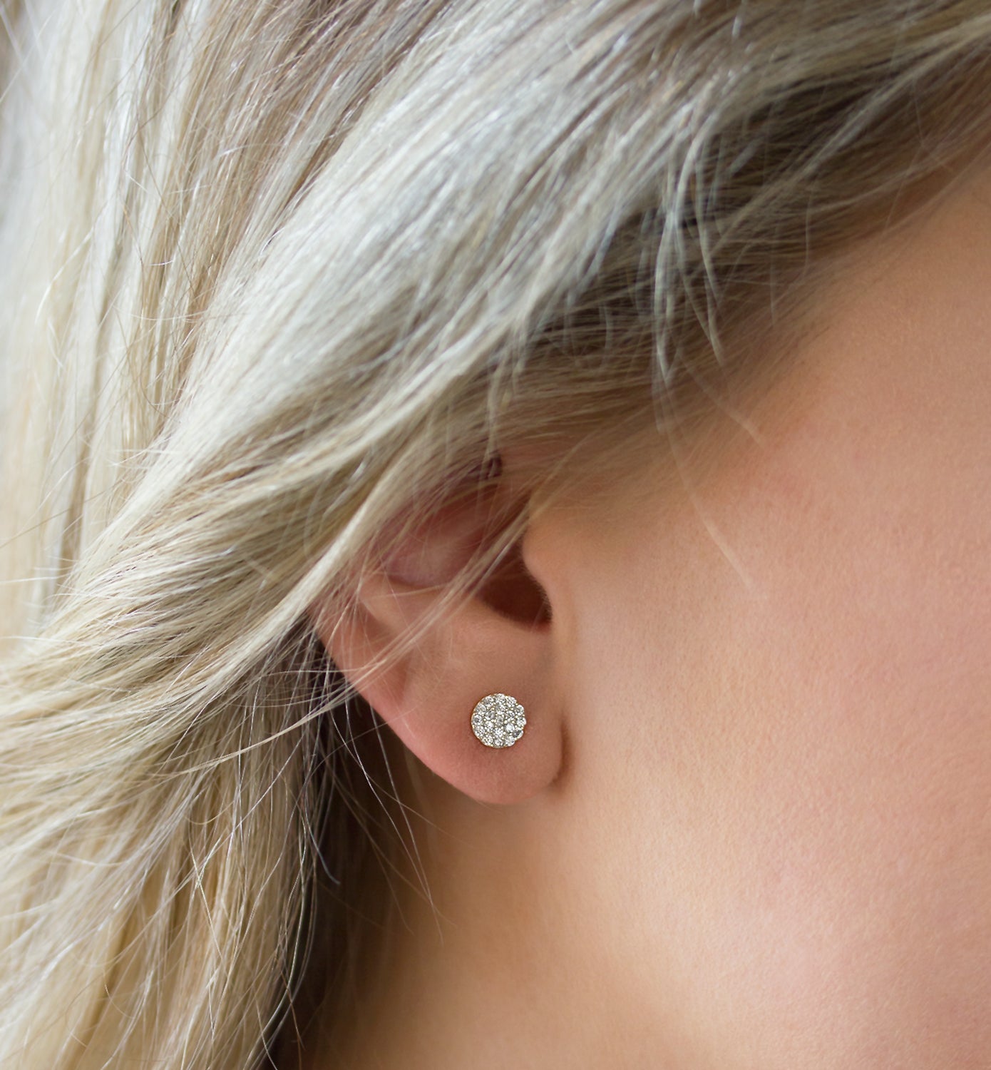 Sterling Silver Round Pace CZ Stud Earrings