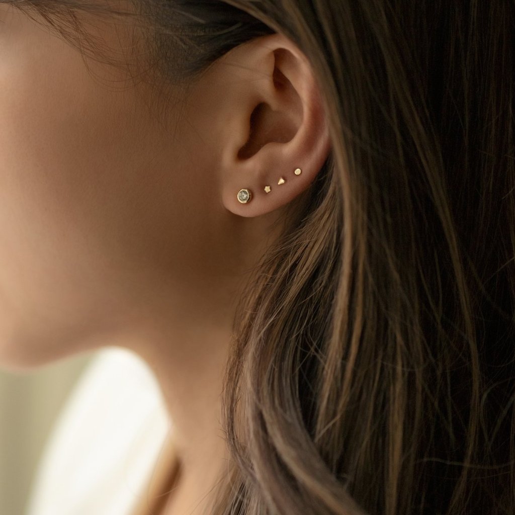 Dainty Earrings, Tiny Gold Stud Earrings, Second Hole Stud Earrings – AMYO  Jewelry