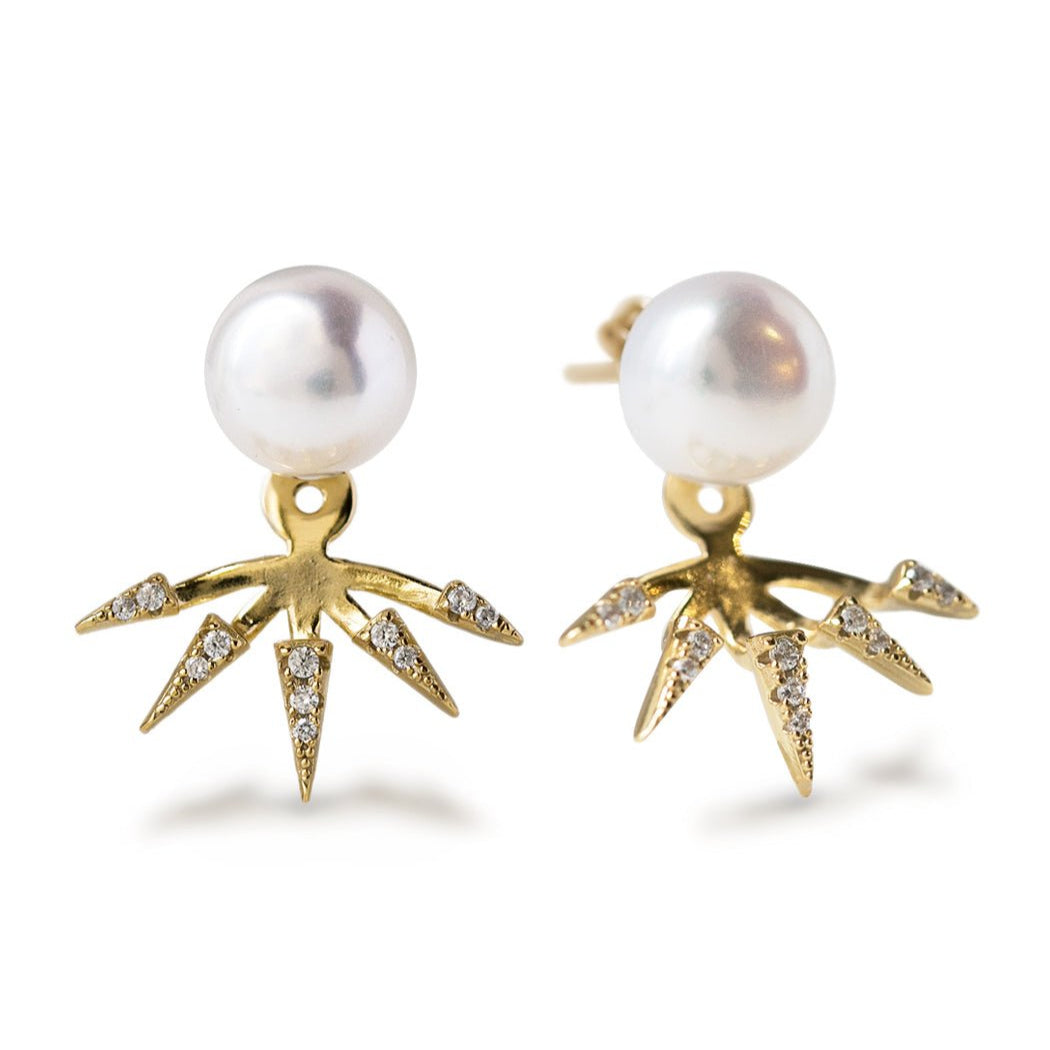 Pearl Spike Ear Jacket, Earrings - AMY O. Jewelry