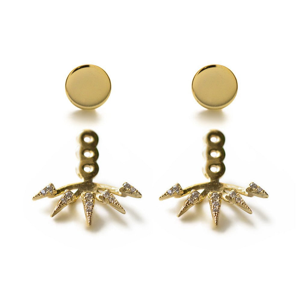 Spike Pave Ear Jacket Earrings, Earrings - AMY O. Jewelry