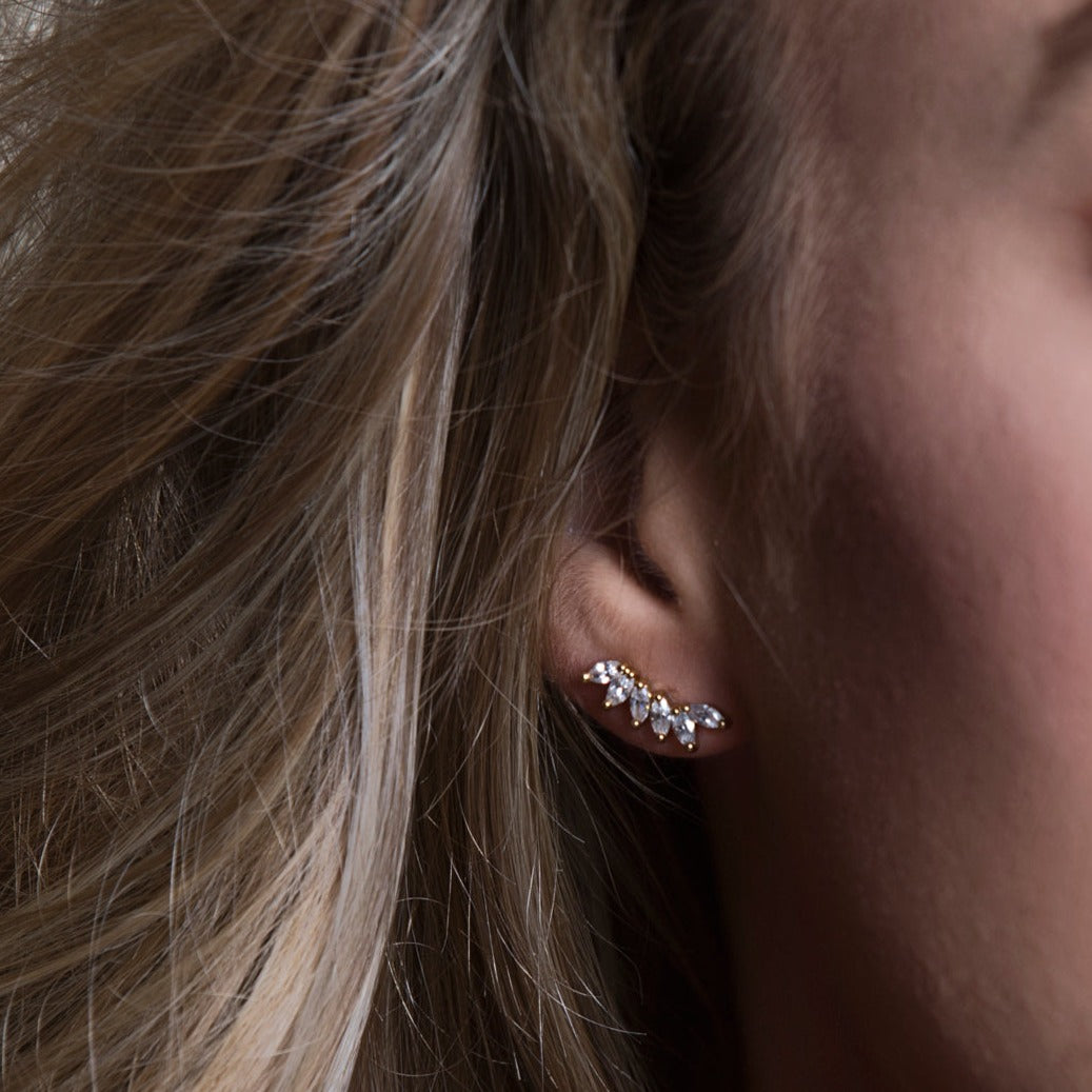Navette Crystal Wing Earrings, Earrings - AMY O. Jewelry