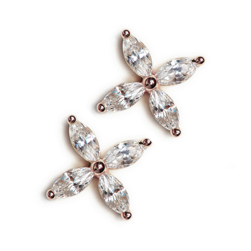 Bridal Jewelry, Crystal Flower Earrings - Crystal Blossom Stud Earrings - Style #2385 Gold (As Pictured)