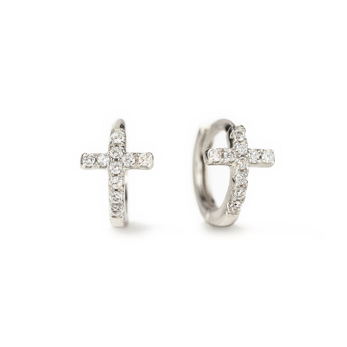 Cross Stud Earrings | Live in Stud Collection - Easy to Style & Wear Silver