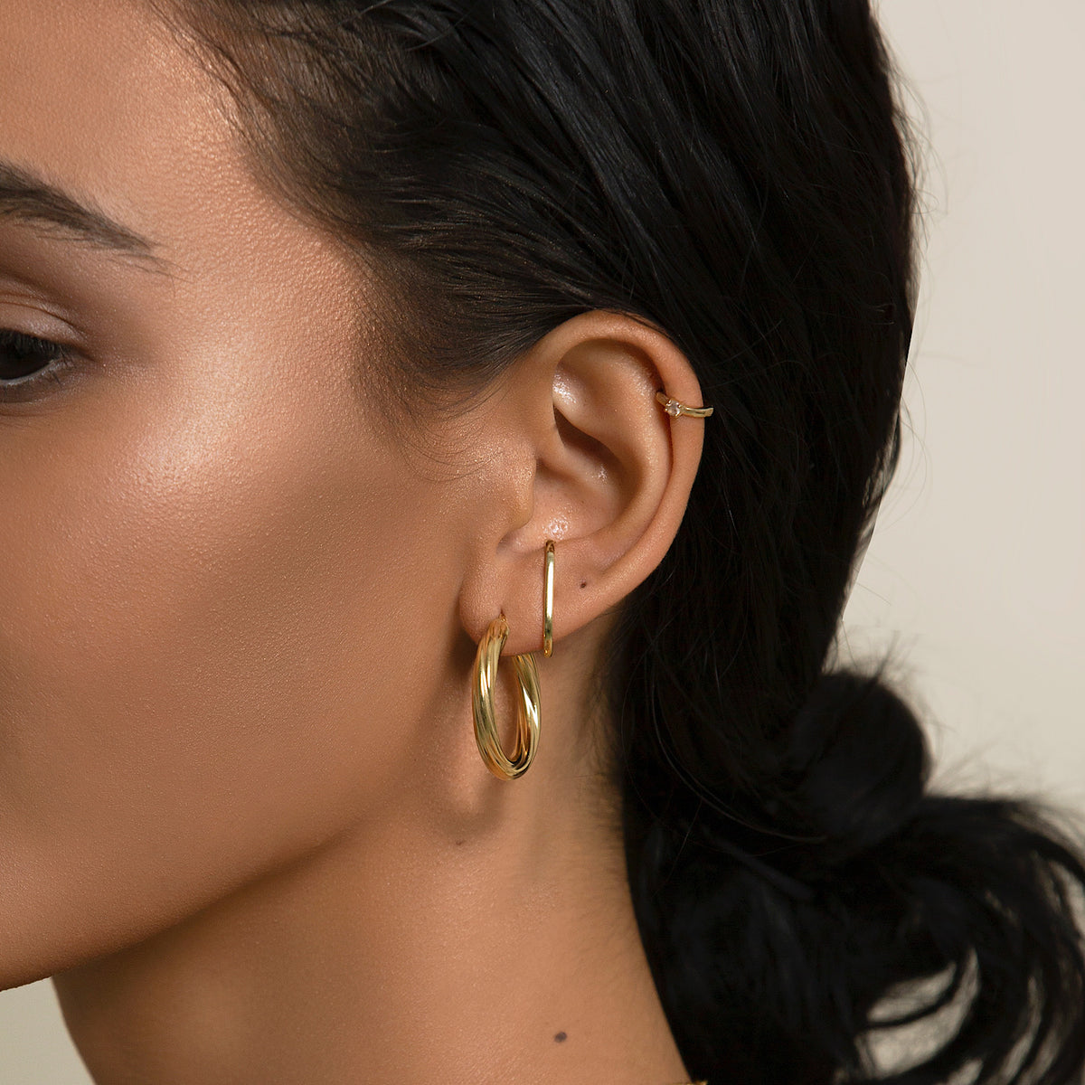 Gold Earrings, Suspender Earrings, Stud Earrings – AMYO Jewelry