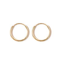 14k gold thin endless huggie earrings