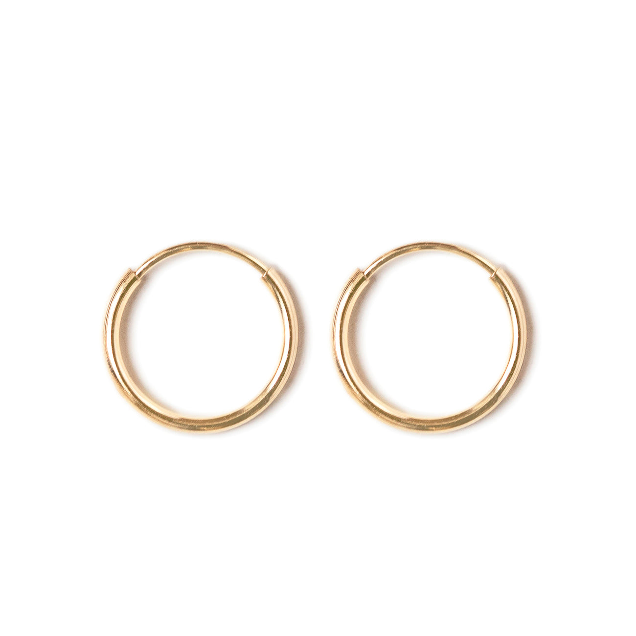 14k gold thin endless huggie earrings