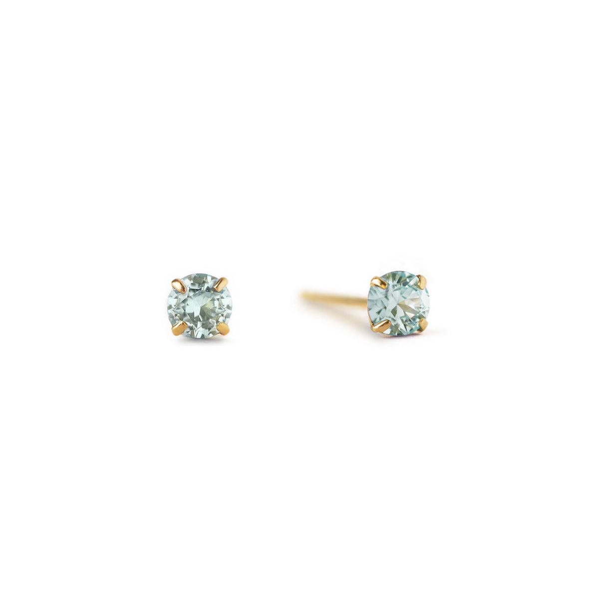 Aquamarine Tiny Studs, 14K Gold Stud Earring, March Birthday Gifts