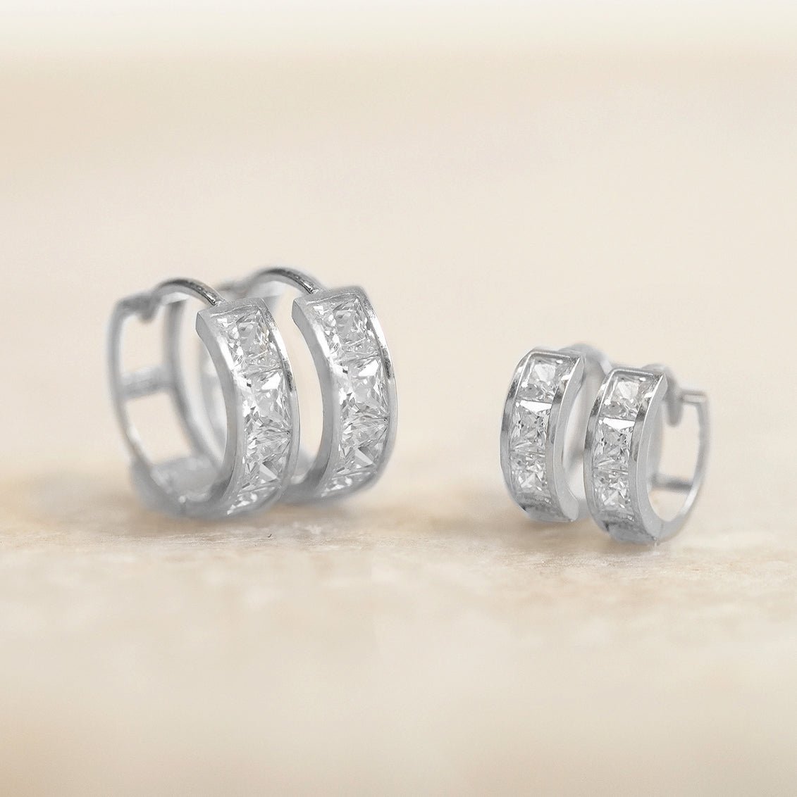 Princess Cut Huggie Hoops