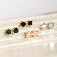 Gemstone Round Studs Mother of Pearl