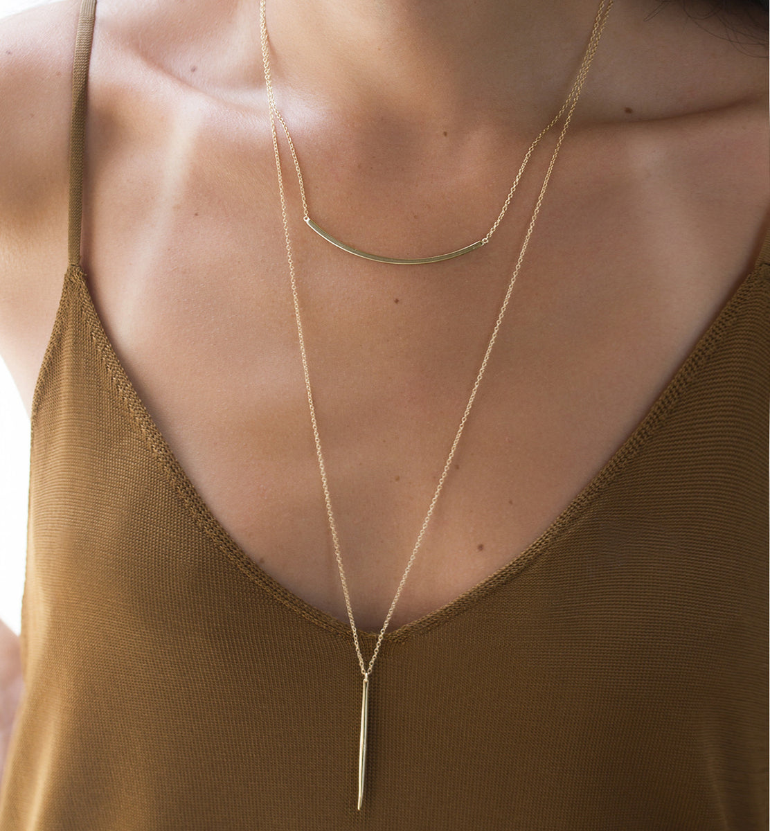 Spear Pendant Necklace, Gold Layering Necklaces for Women