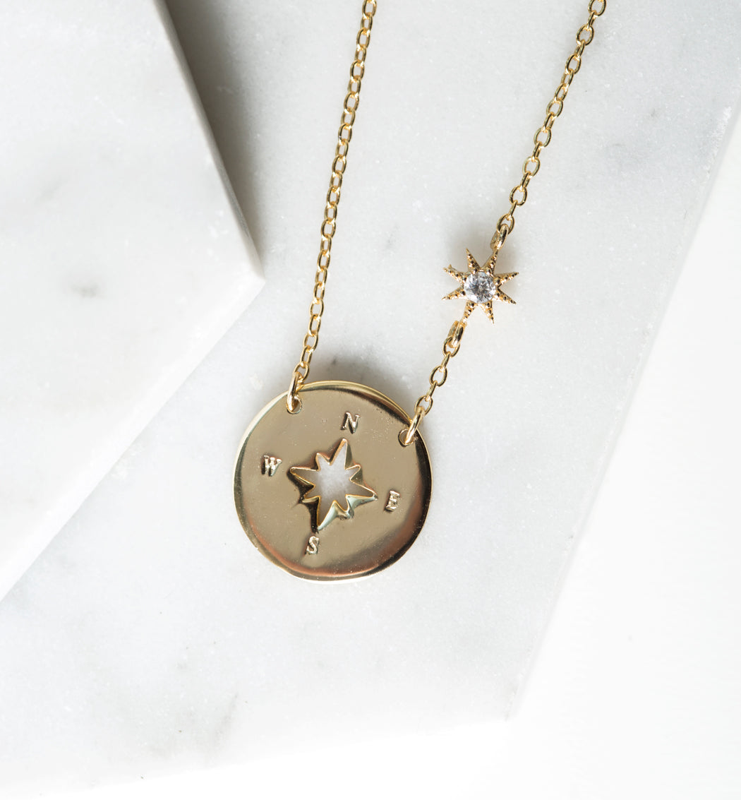 Star Compass Charm with Gold Lurex Necklace Cord – HART