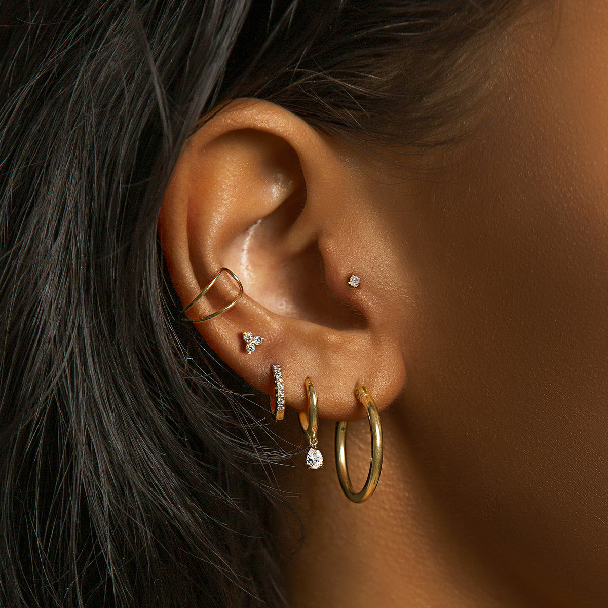14K Gold Earring, Cartilage Helix Huggie Hoops – AMYO Jewelry