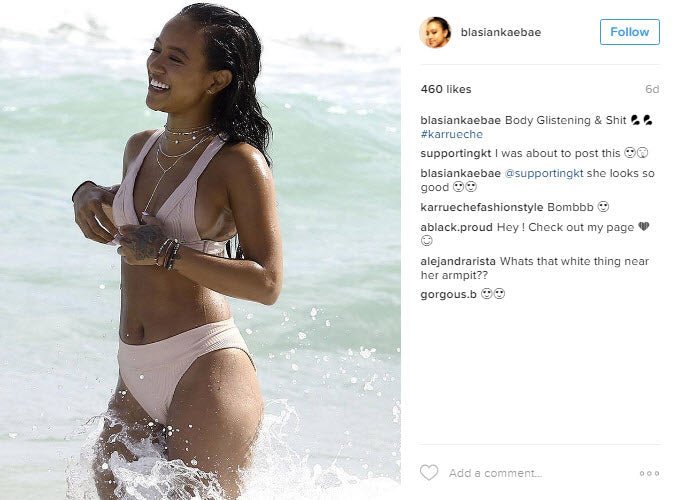 Karreuche wearing dainty chokers