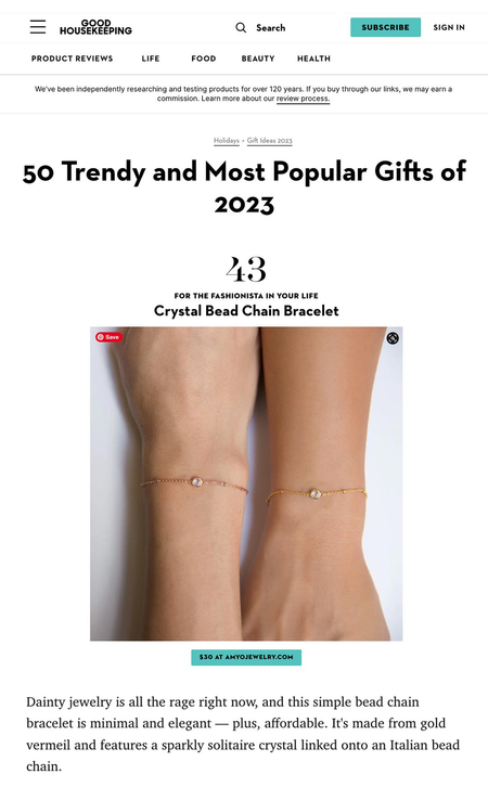 Goodhousekeeping 50 Most Popular Gifts Crysal Bracelet