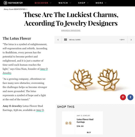 Refinery29: The Luckiest Charms Lotus Stud Earrings