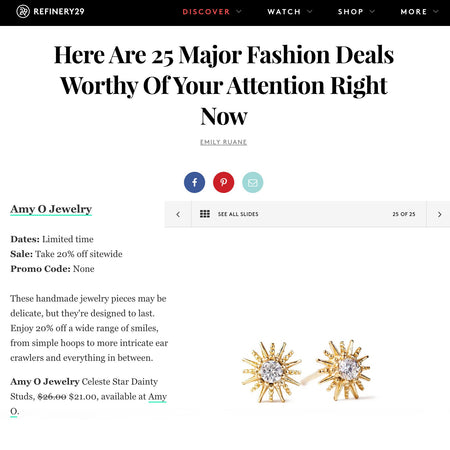 Refinery29 25 Major Fashion Deals Celeste Tiny Stud Gold Earrings