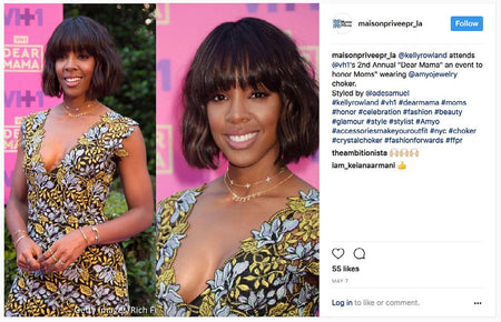 Kelly Rowland wearing Gold Crystal Choker