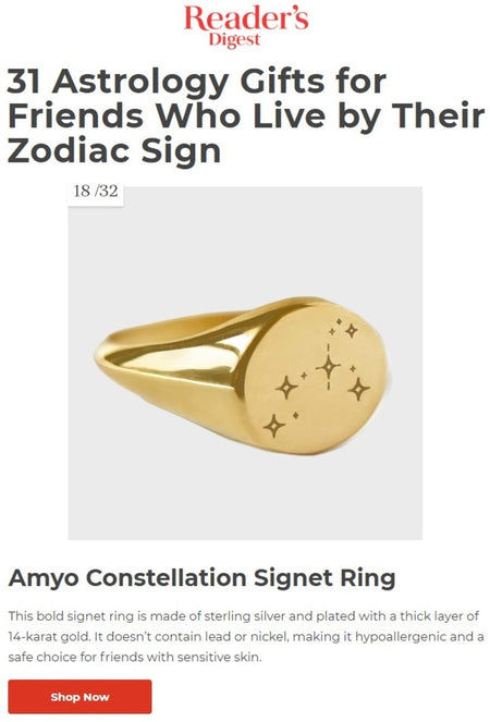 Reader's Digest Zodiac Constellation Signet Ring