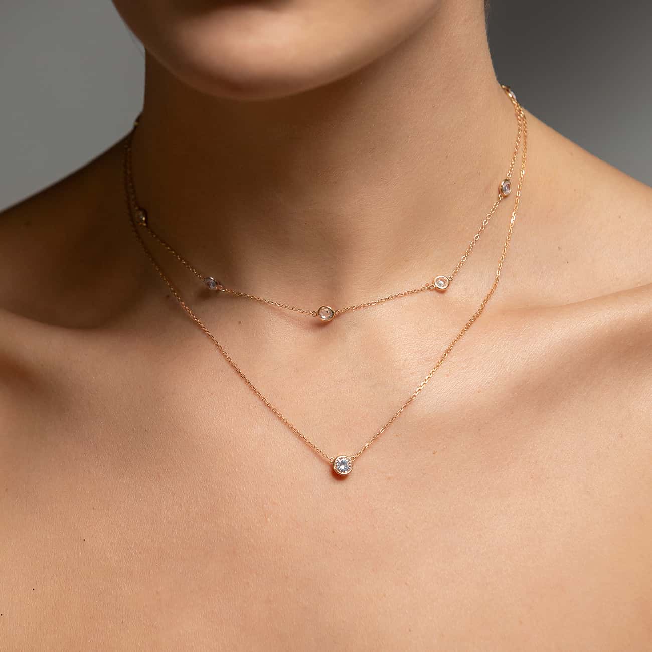 Solitaire Necklace White Zirconia