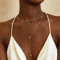 Crystal Choker Lariat Duo Necklace