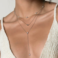 Crystal Choker Lariat Duo Necklace