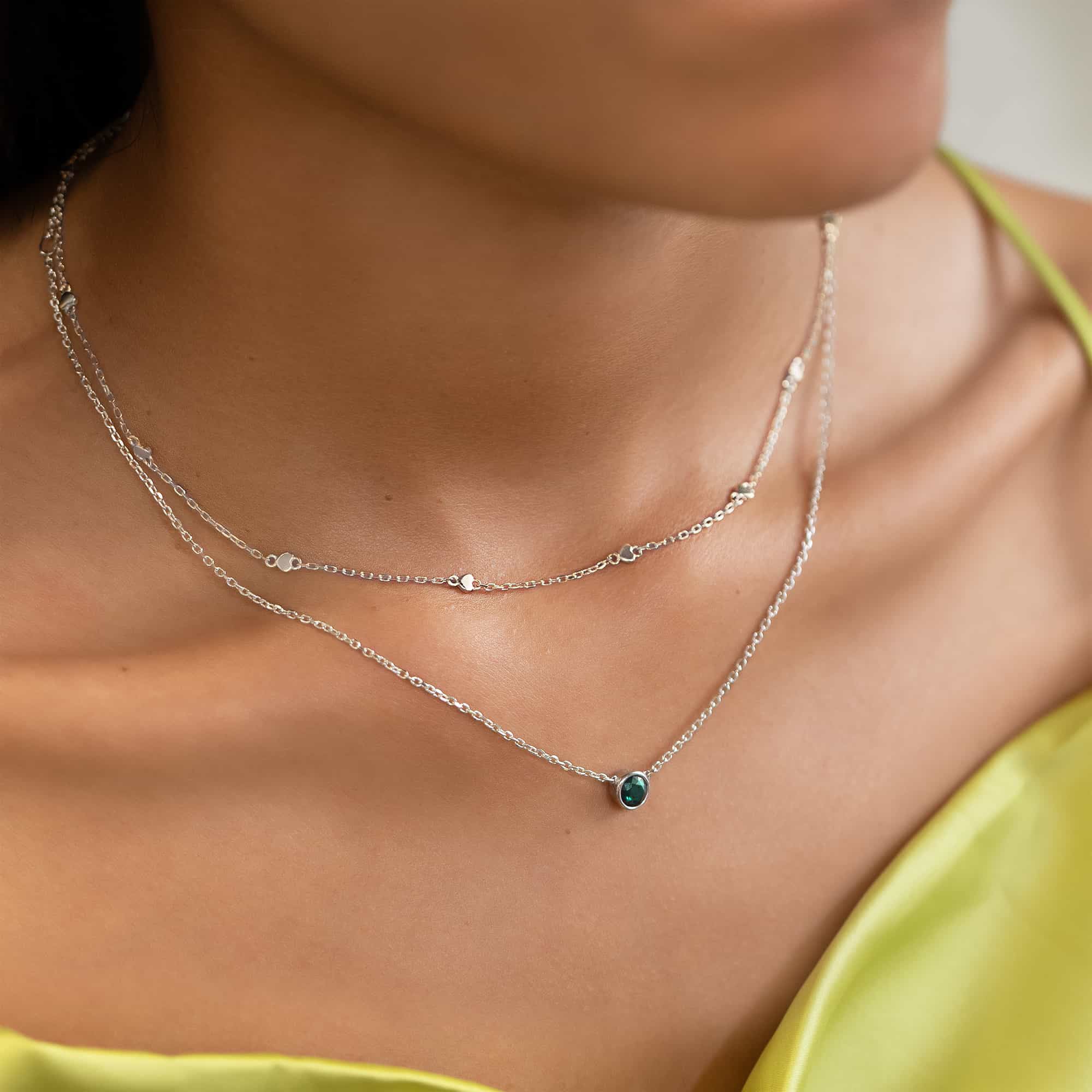 Gemstone Solitaire Necklace Emerald