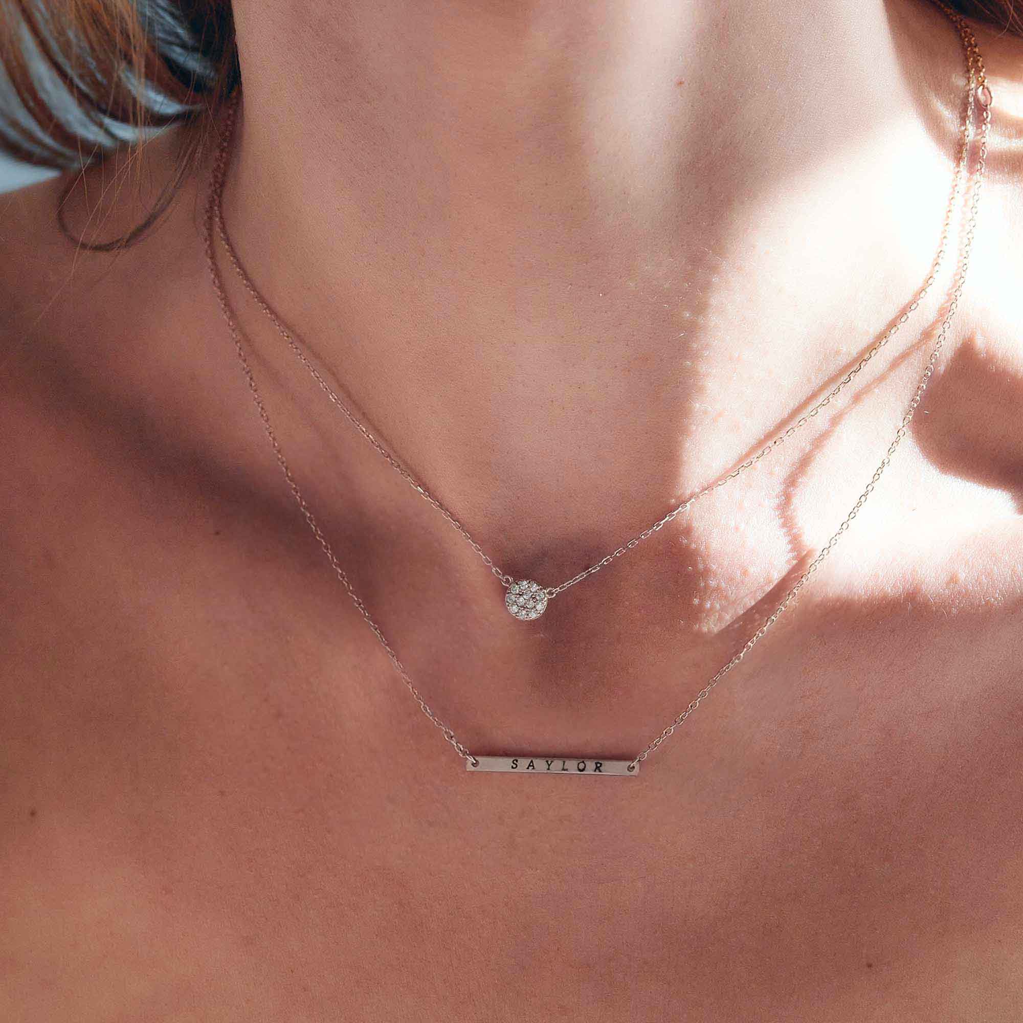 Thin Bar Engraved Necklace