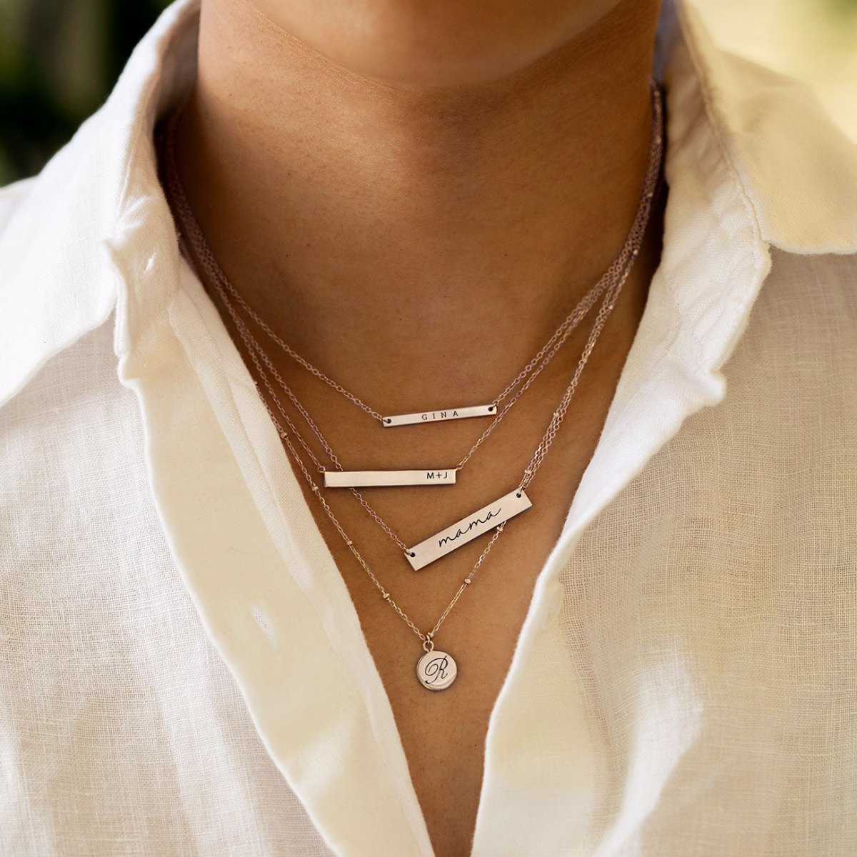 Thin Bar Engraved Necklace