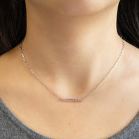 Paperclip Chain Thin Bar Engraved Necklace