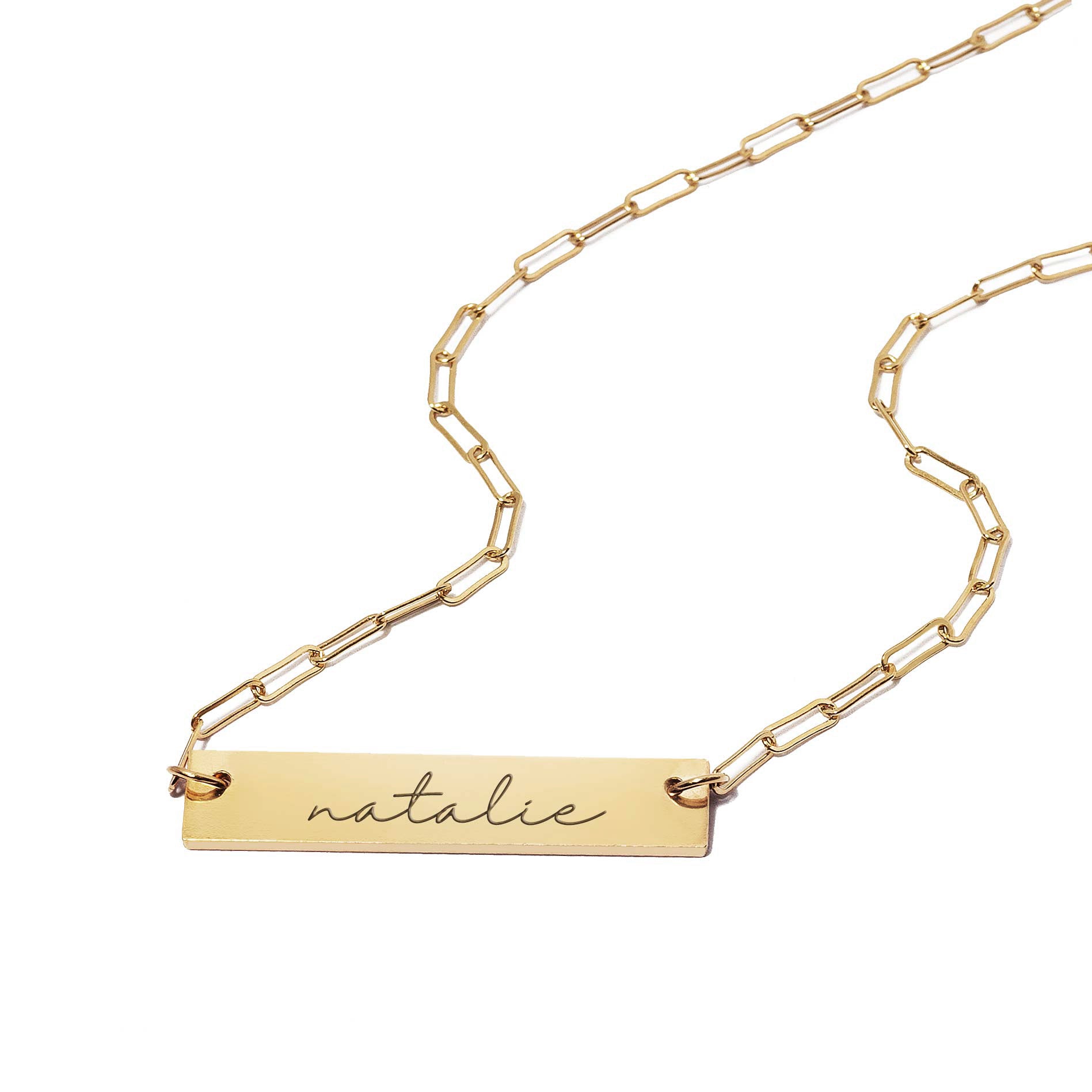 Engravable Bar Chain Link Necklace