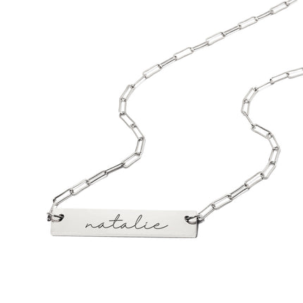 Engravable Bar Chain Link Necklace