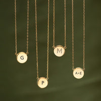 Dotted Initial Disc Necklace