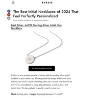 AMYO Initial Disc Necklace featured on Byrdie's article "The Best Initial Necklaces of 2024 That Feel Perfectly"