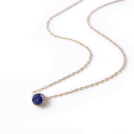 Gemstone Solitaire Necklace Blue
