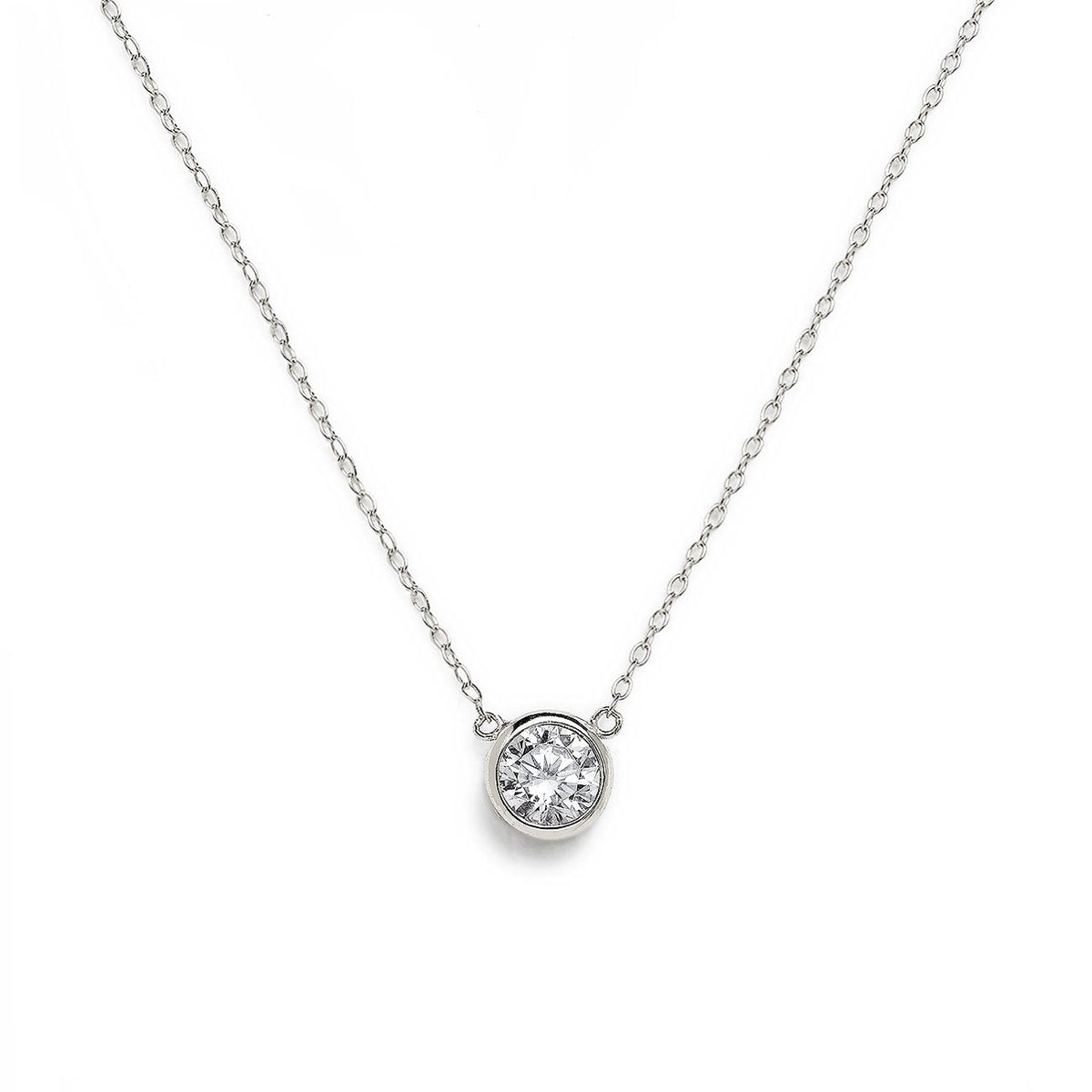 Silver Solitaire Crystal Necklace, Dainty Minimal Necklaces for Women ...